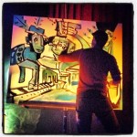 Lebo paints Materialized at the Cosmic Love Ball